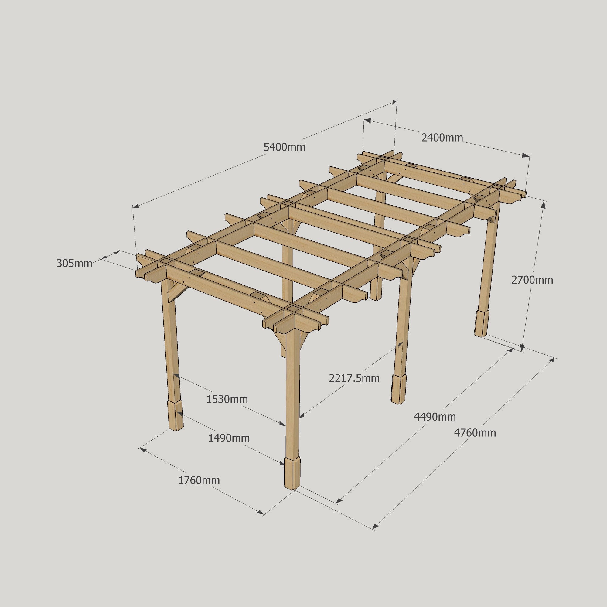 Freestanding Double Premium Pergola - Light Green - 2.4m Width x 5.4m Length