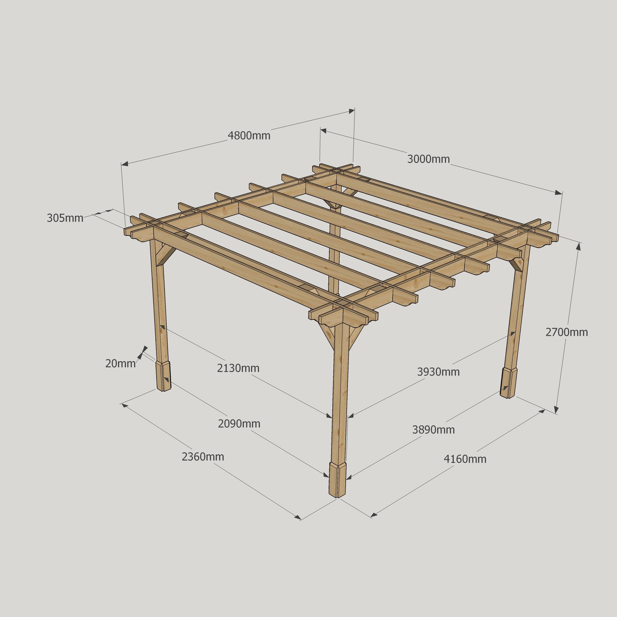 Freestanding Double Premium Pergola - Light Green - 3m Width x 4.8m Length