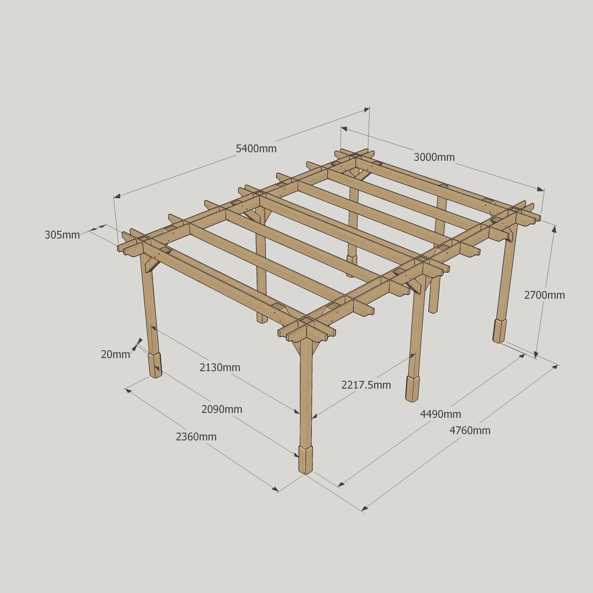 Freestanding Double Premium Pergola - Light Green - 3m Width x 5.4m Length