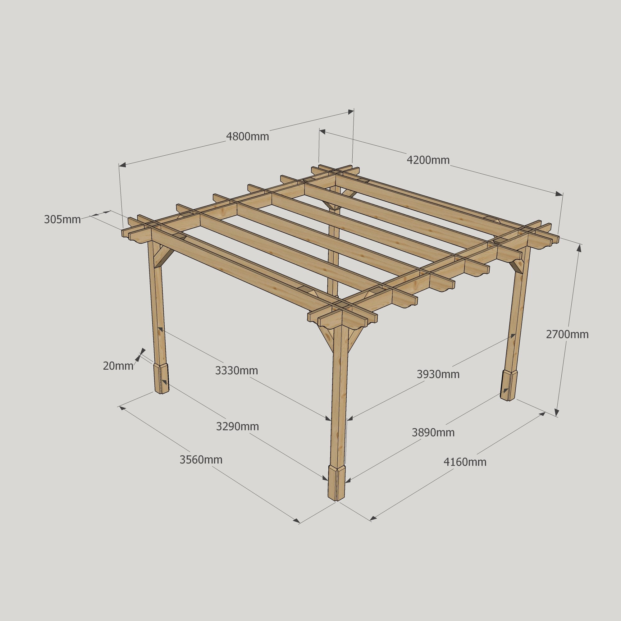 Freestanding Double Premium Pergola - Light Green - 4.2m Width x 4.8m Length