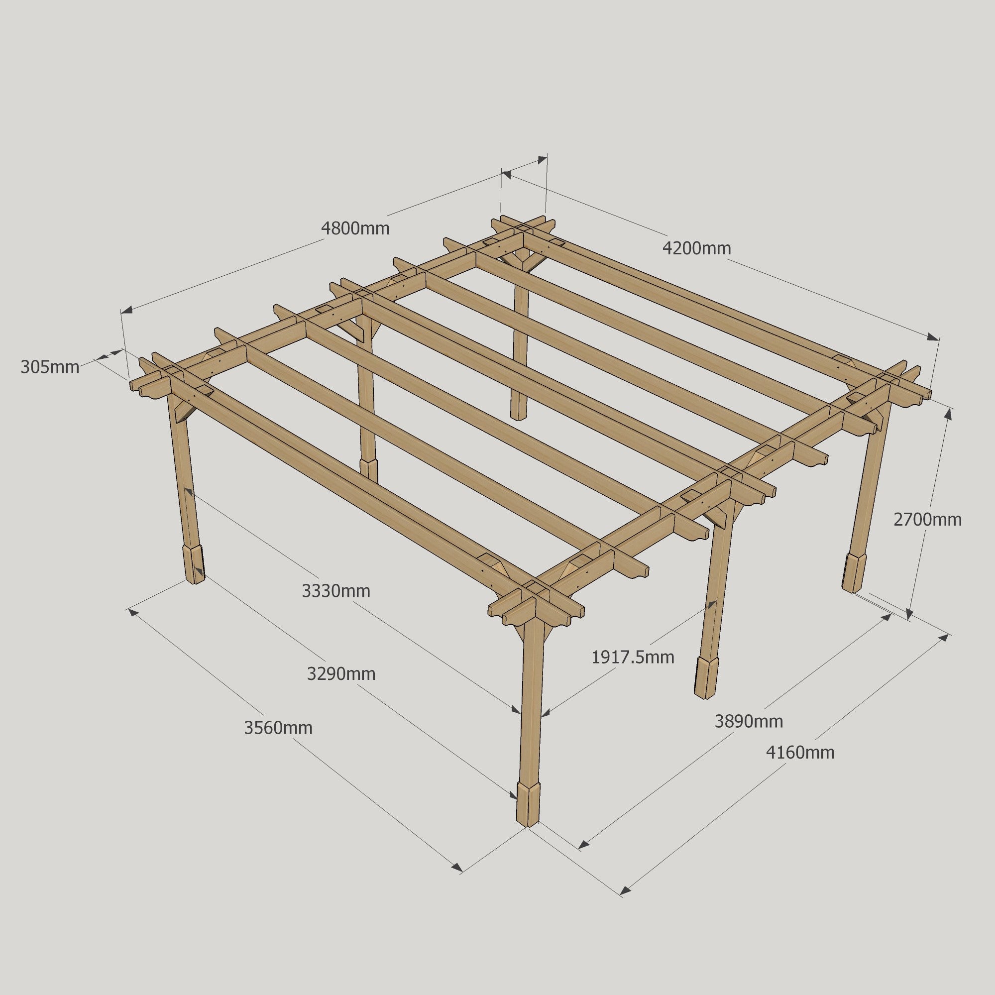 Freestanding Double Premium Pergola - Light Green - 4.2m Width x 4.8m Length