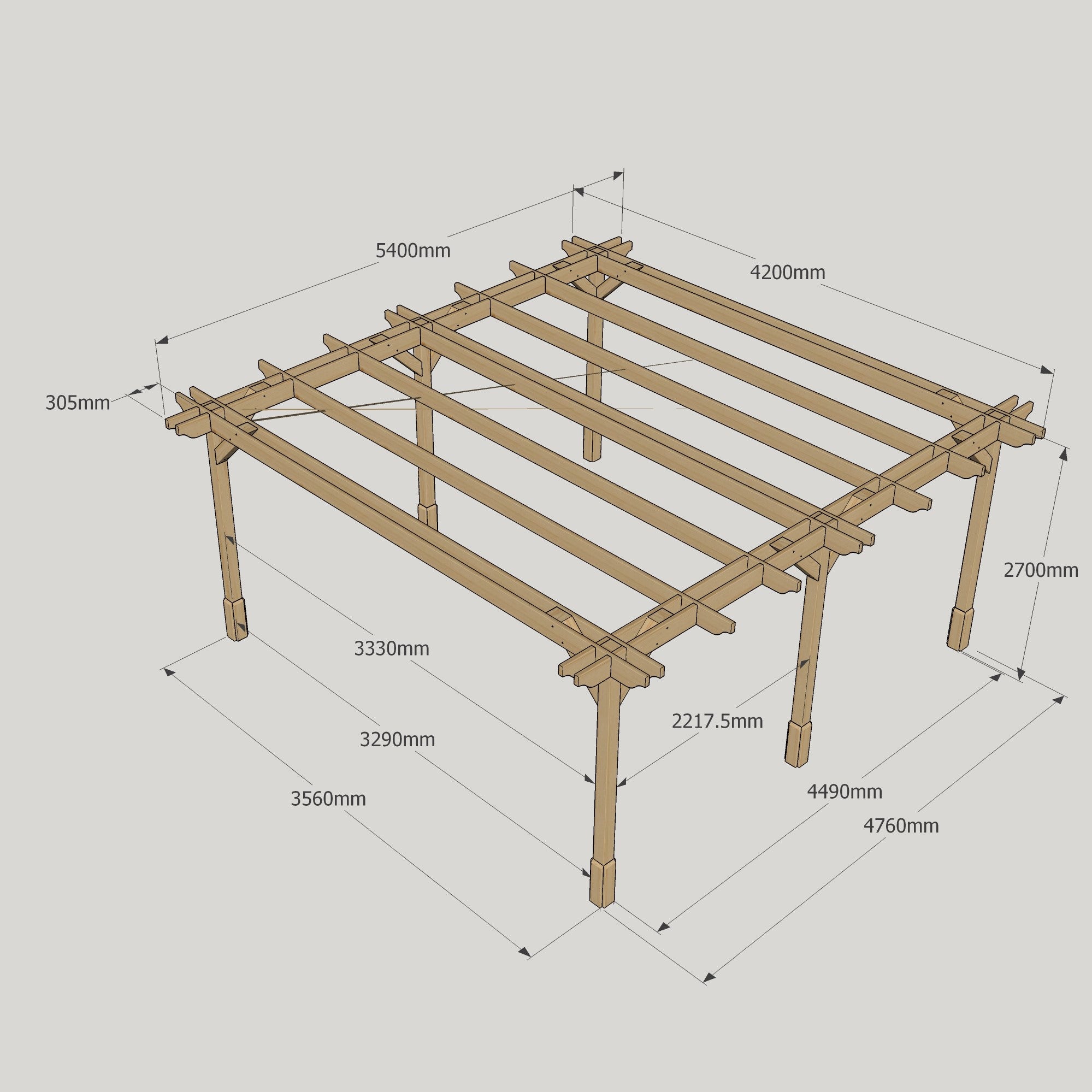 Freestanding Double Premium Pergola - Light Green - 4.2m Width x 5.4m Length