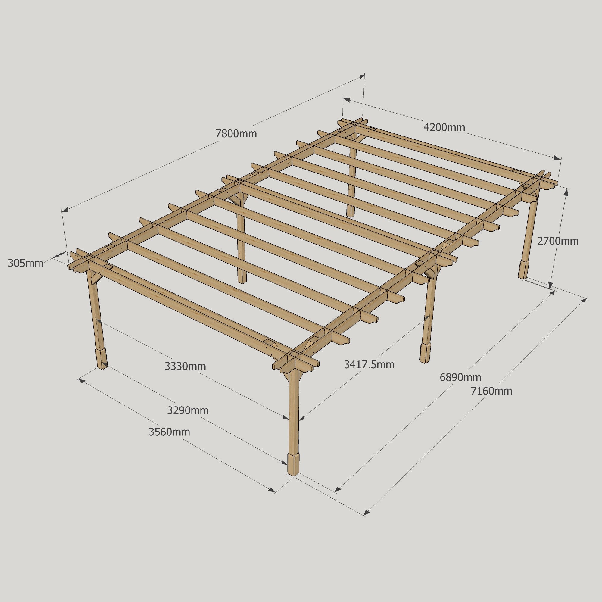 Freestanding Double Premium Pergola - Light Green - 4.2m Width x 7.8m Length