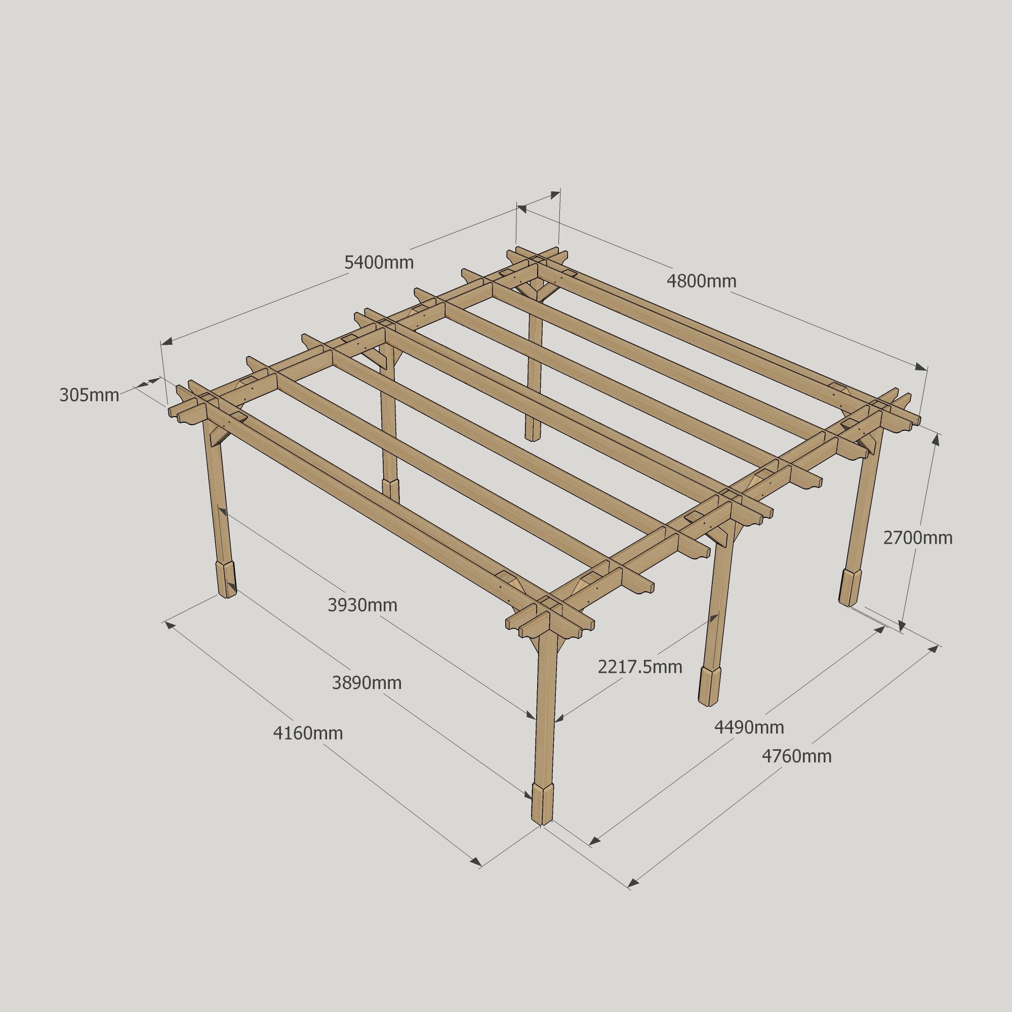 Freestanding Double Premium Pergola - Light Green - 4.8m Width x 5.4m Length