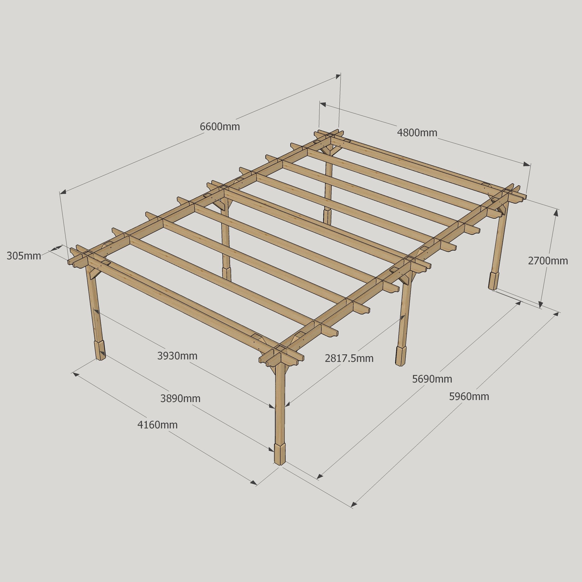 Freestanding Double Premium Pergola - Light Green - 4.8m Width x 6.6m Length