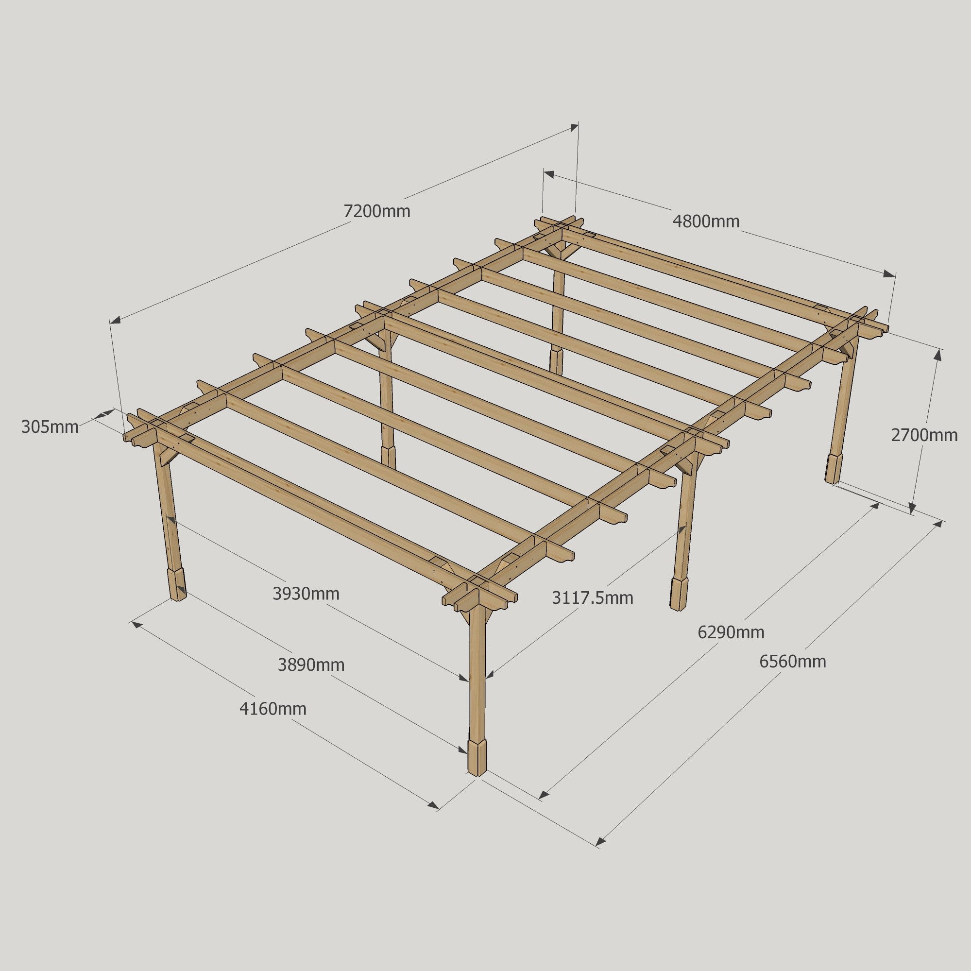 Freestanding Double Premium Pergola - Light Green - 4.8m Width x 7.2m Length