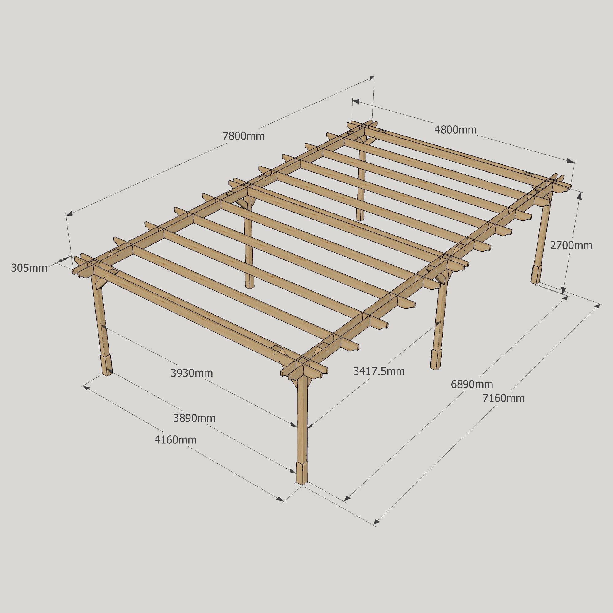 Freestanding Double Premium Pergola - Light Green - 4.8m Width x 7.8m Length