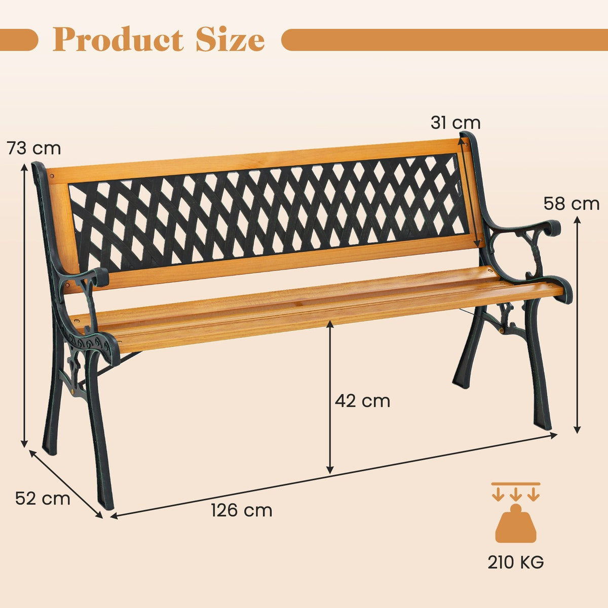 126cm Patio Garden Bench
