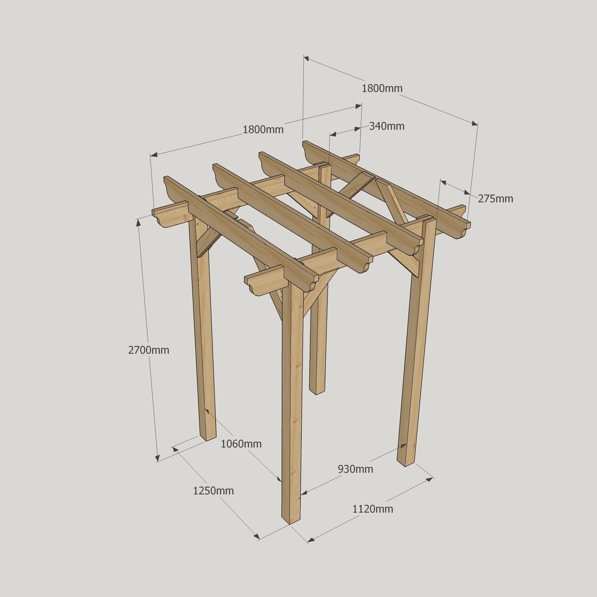 Freestanding Garden Pergola - Light Green - 1.8m Width x 1.8m Length