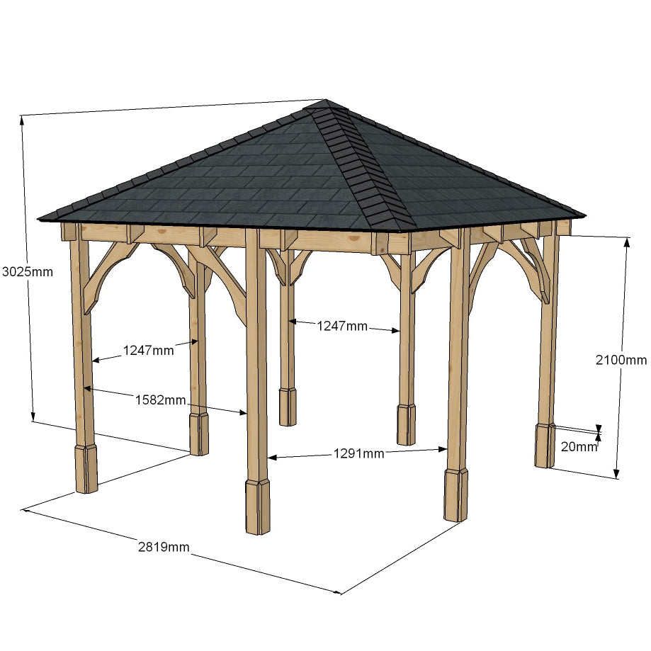 Luffenham Apex Gazebo - Light Green - 3m Width x 3m Length