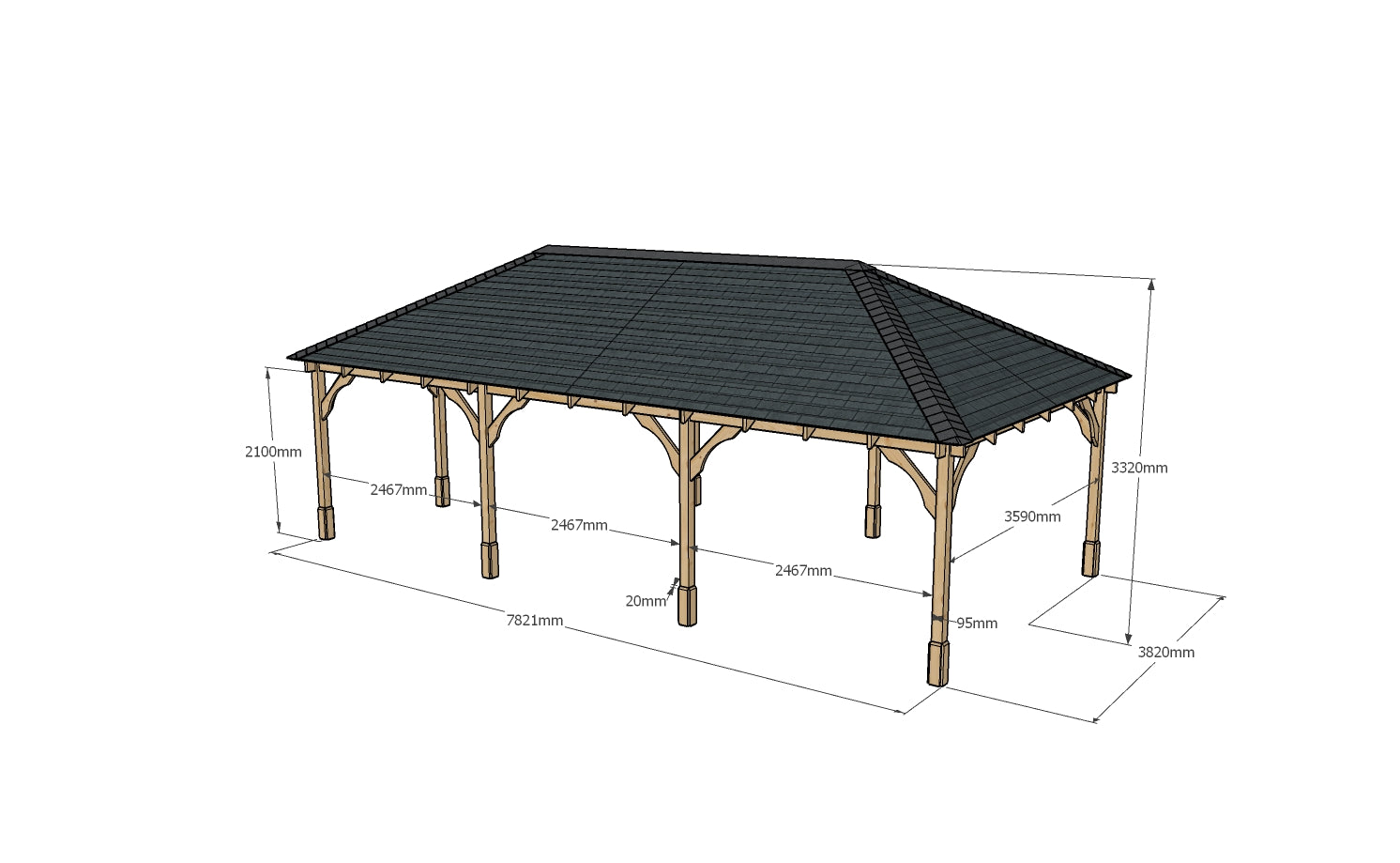 Lyndon Apex Gazebo - Light Green - 4m Width x 8m Length