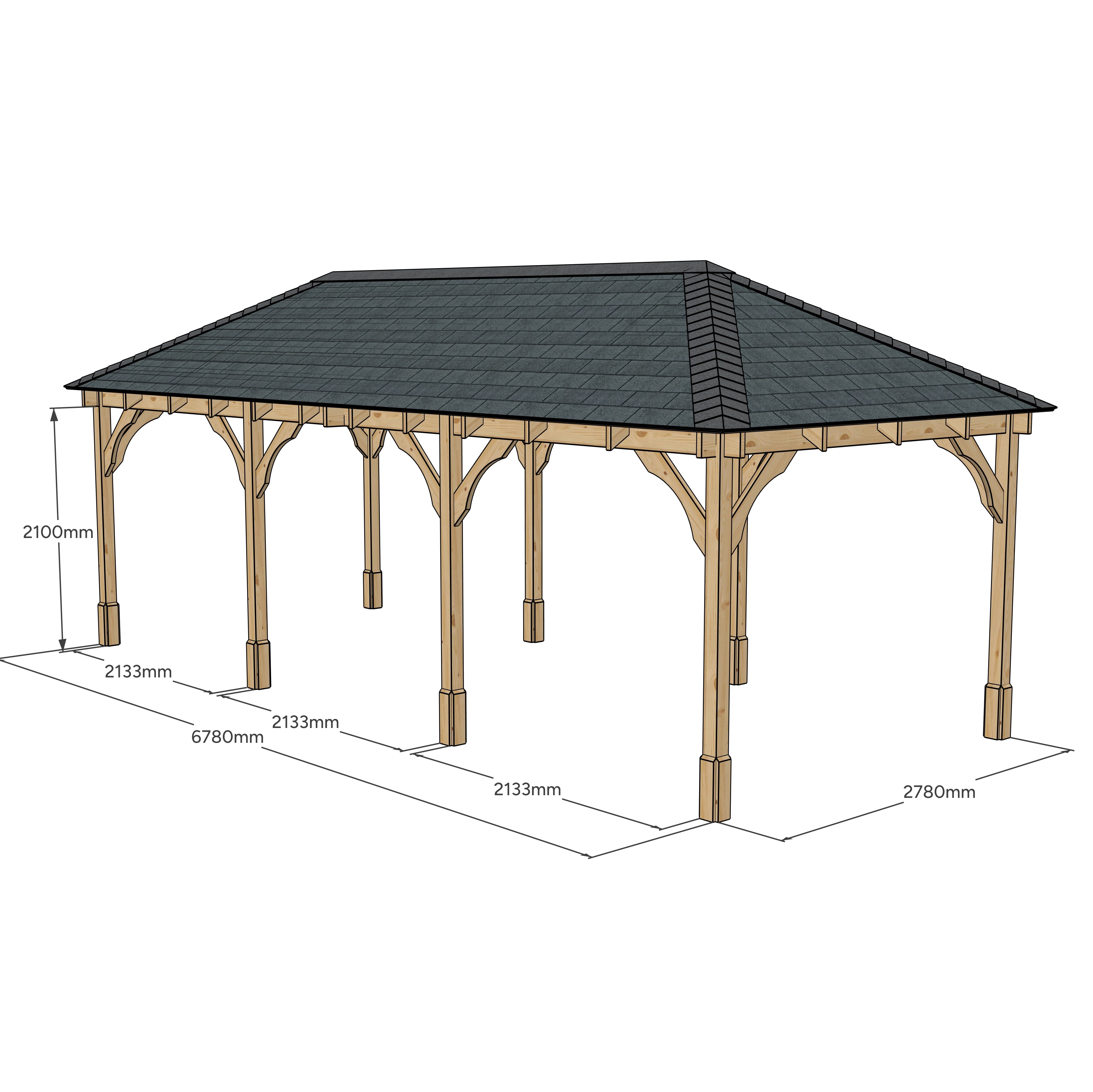 Lyndon Apex Gazebo - Rustic Brown - 3m Width x 7m Length