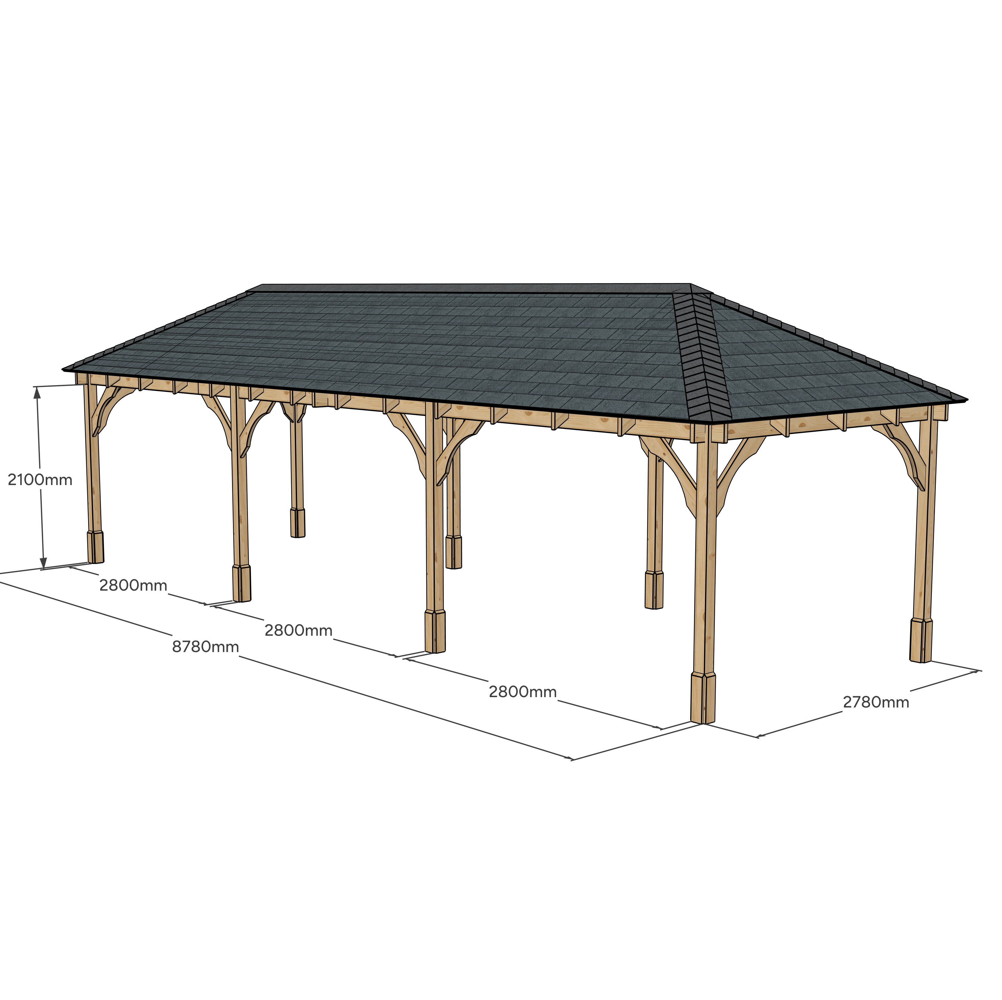 Lyndon Apex Gazebo - Rustic Brown - 3m Width x 9m Length