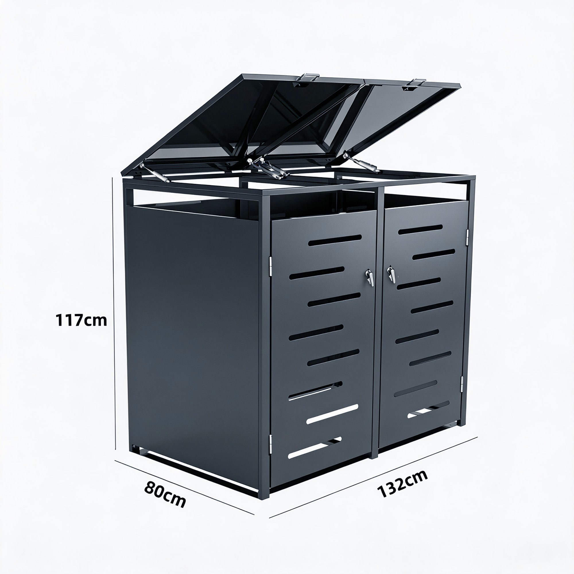 Outdoor Lockable Metal Garbage Bin Shed
