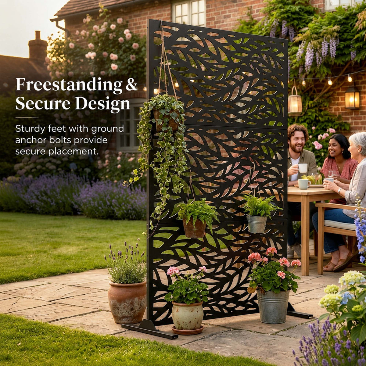 Metal Outdoor Privacy Screen 90cm x 180cm - Leaf