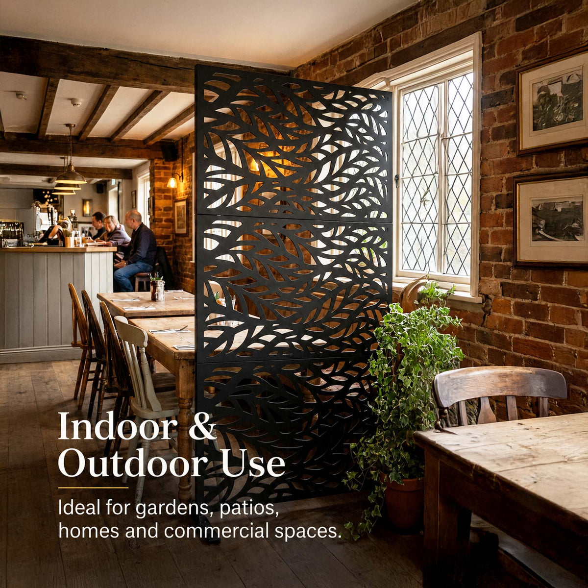 Metal Outdoor Privacy Screen 90cm x 180cm - Leaf