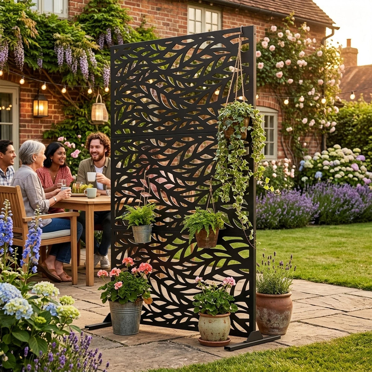 Metal Outdoor Privacy Screen 90cm x 180cm - Leaf