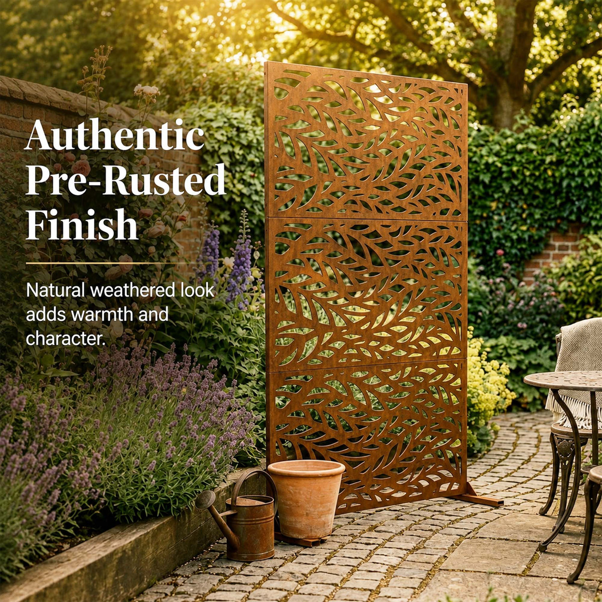 Metal Outdoor Privacy Screen 90cm x 180cm - Leaf