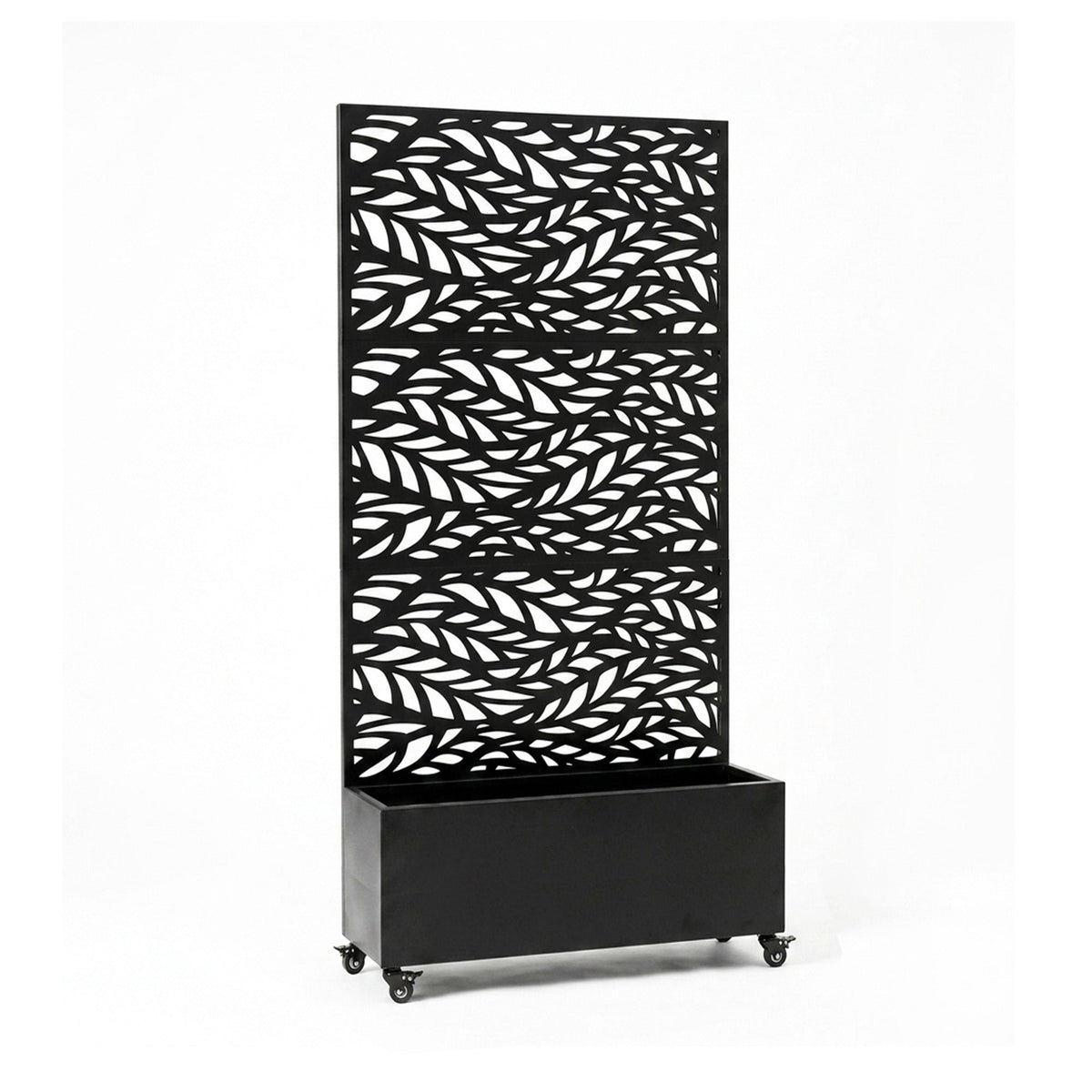 Metal Outdoor Privacy Screen with Plant Pot - Leaf
