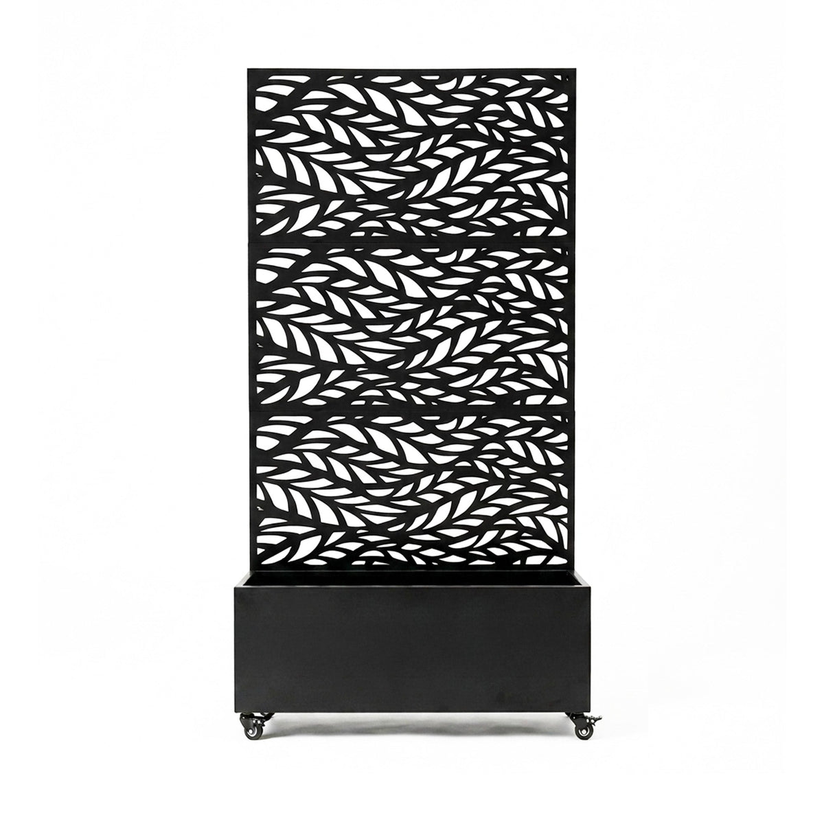 Metal Outdoor Privacy Screen with Plant Pot - Leaf