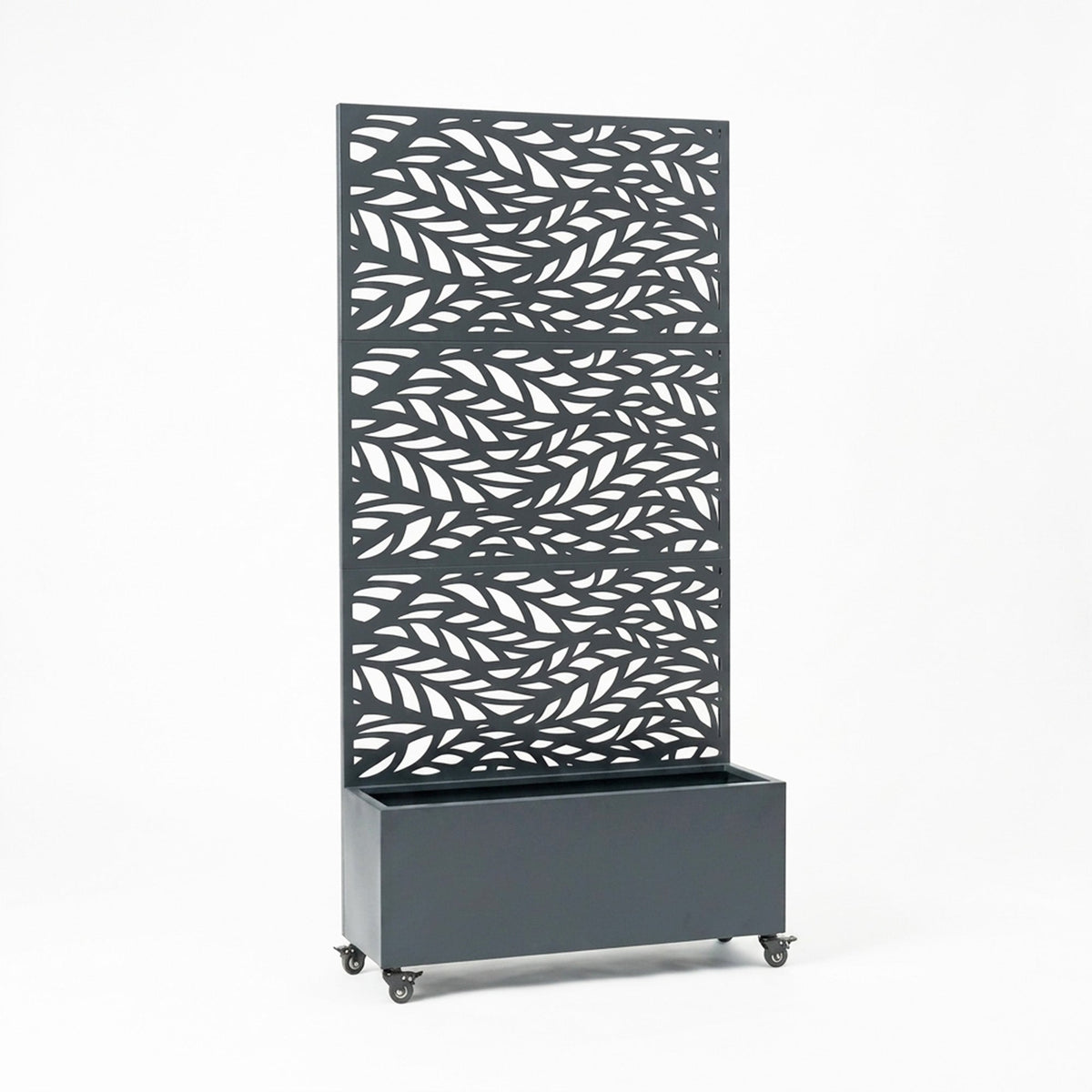 Metal Outdoor Privacy Screen with Plant Pot - Leaf