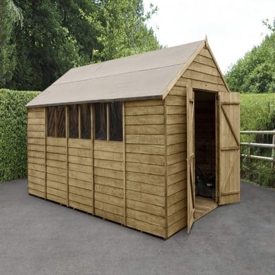 4LIFE Overlap Pressure Treated Apex Shed Double Door - All Sizes