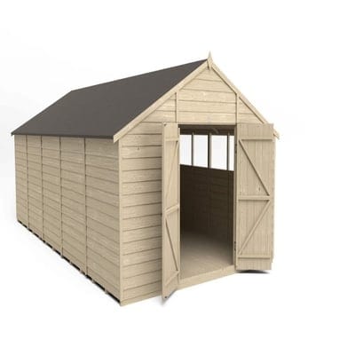 4LIFE Overlap Pressure Treated Apex Shed Double Door - All Sizes