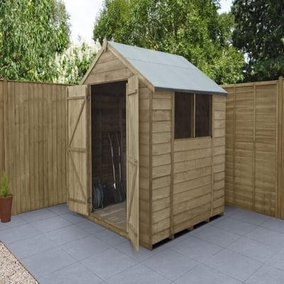 4LIFE Overlap Pressure Treated Apex Shed Double Door - All Sizes