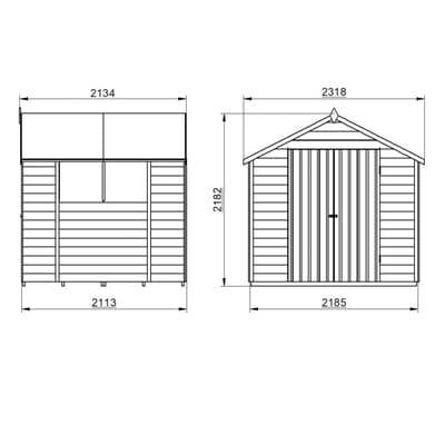 4LIFE Overlap Pressure Treated Apex Shed Double Door - All Sizes