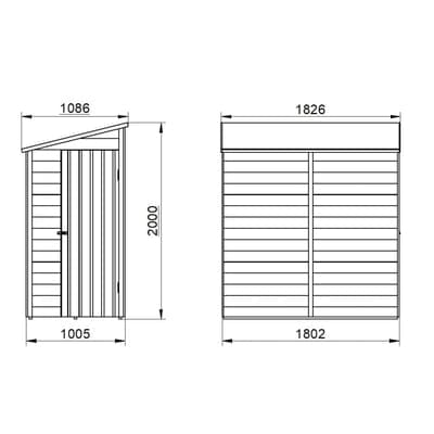 4LIFE Overlap Pressure Treated 6ft x 3ft Pent Shed - No Window