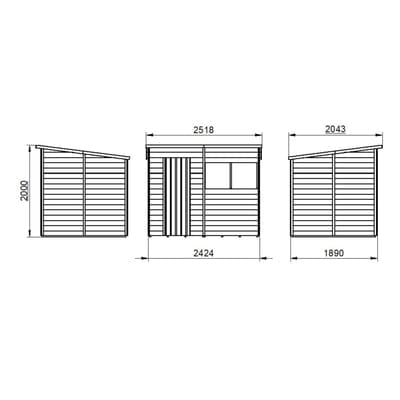 4LIFE Overlap Pressure Treated Pent Shed - All Sizes