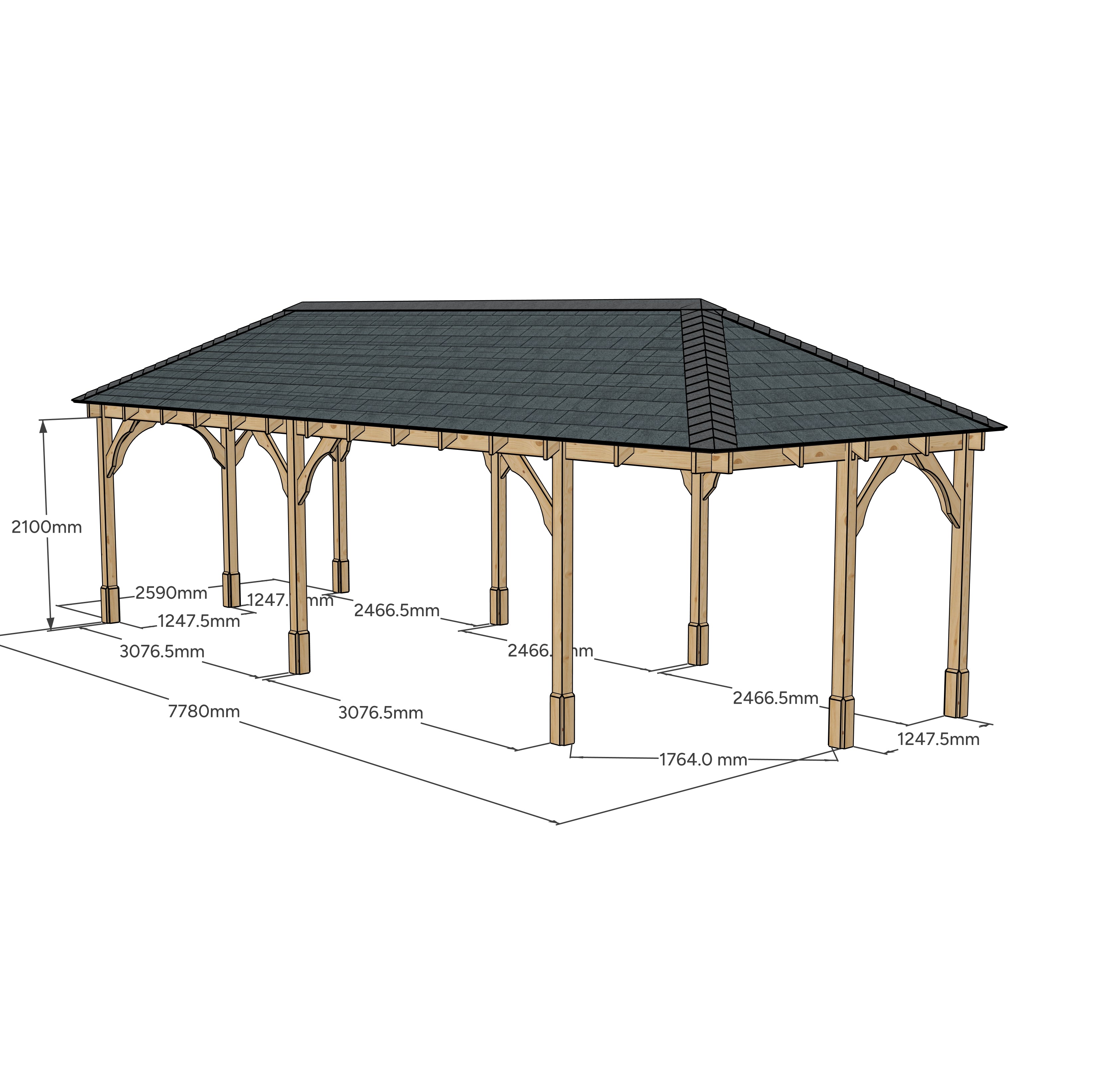 Overton Apex Gazebo - Rustic Brown - 3m Width x 8m Length