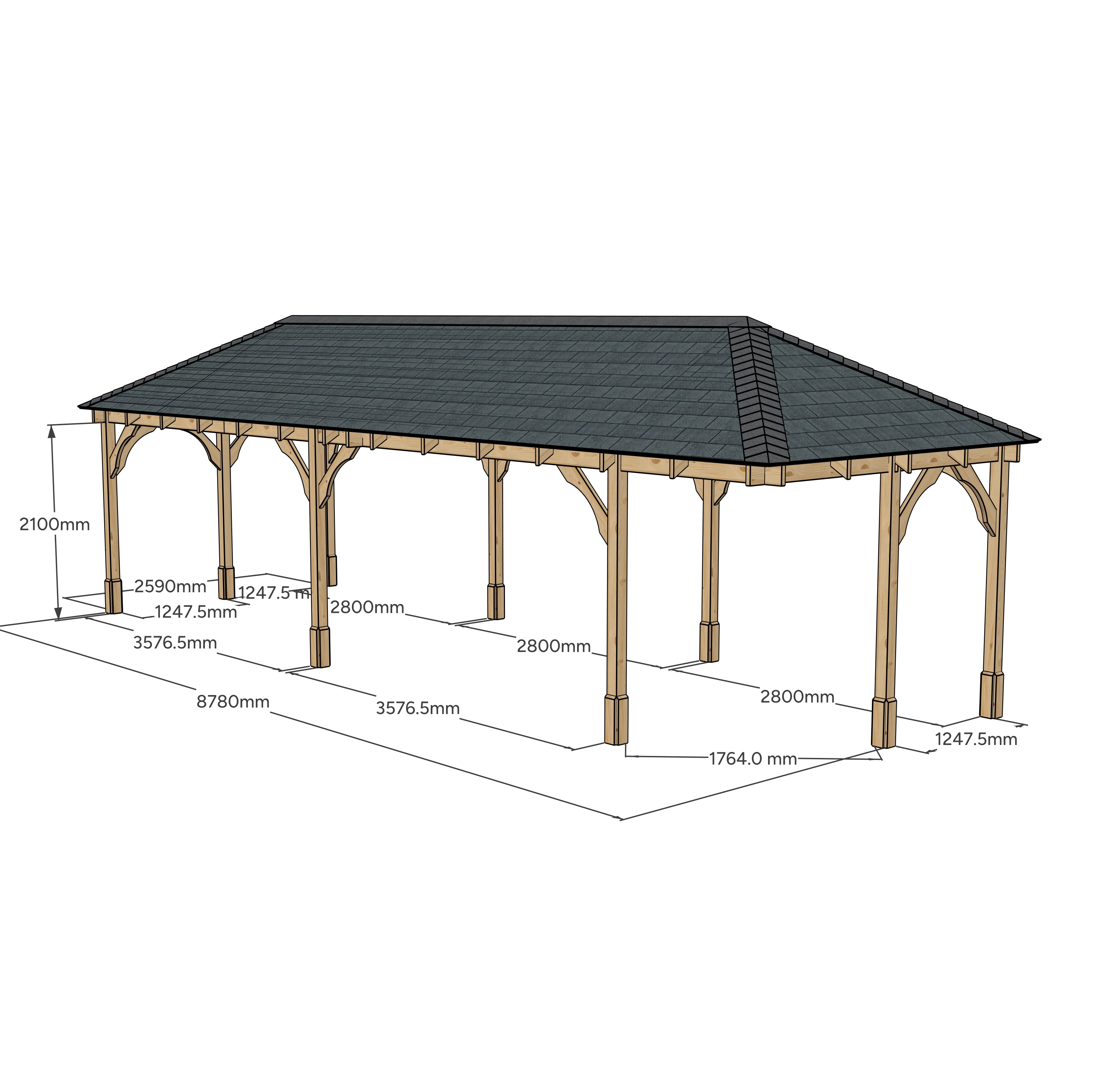 Overton Apex Gazebo - Rustic Brown - 3m Width x 9m Length