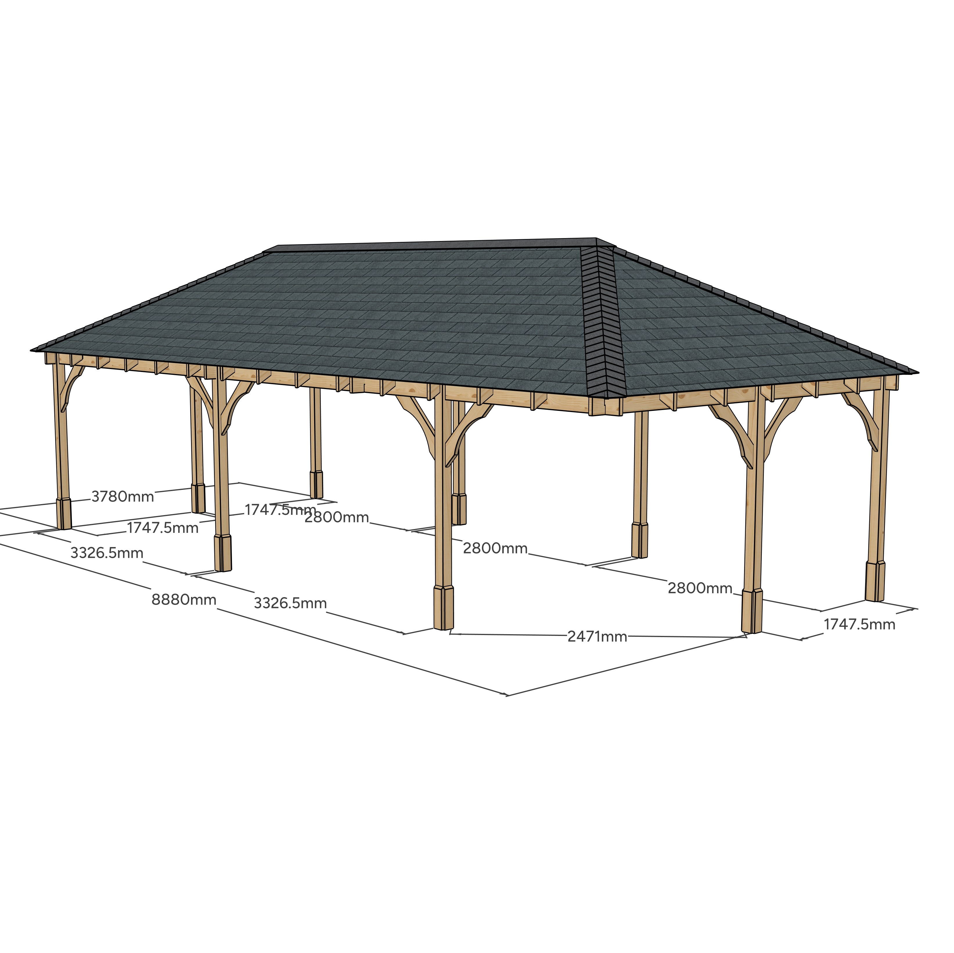 Overton Apex Gazebo - Rustic Brown - 4m Width x 9m Length