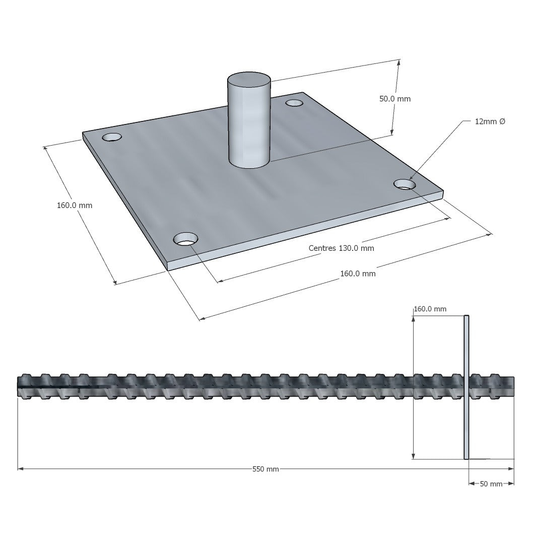 Post Holder with Spike Foot - Lug