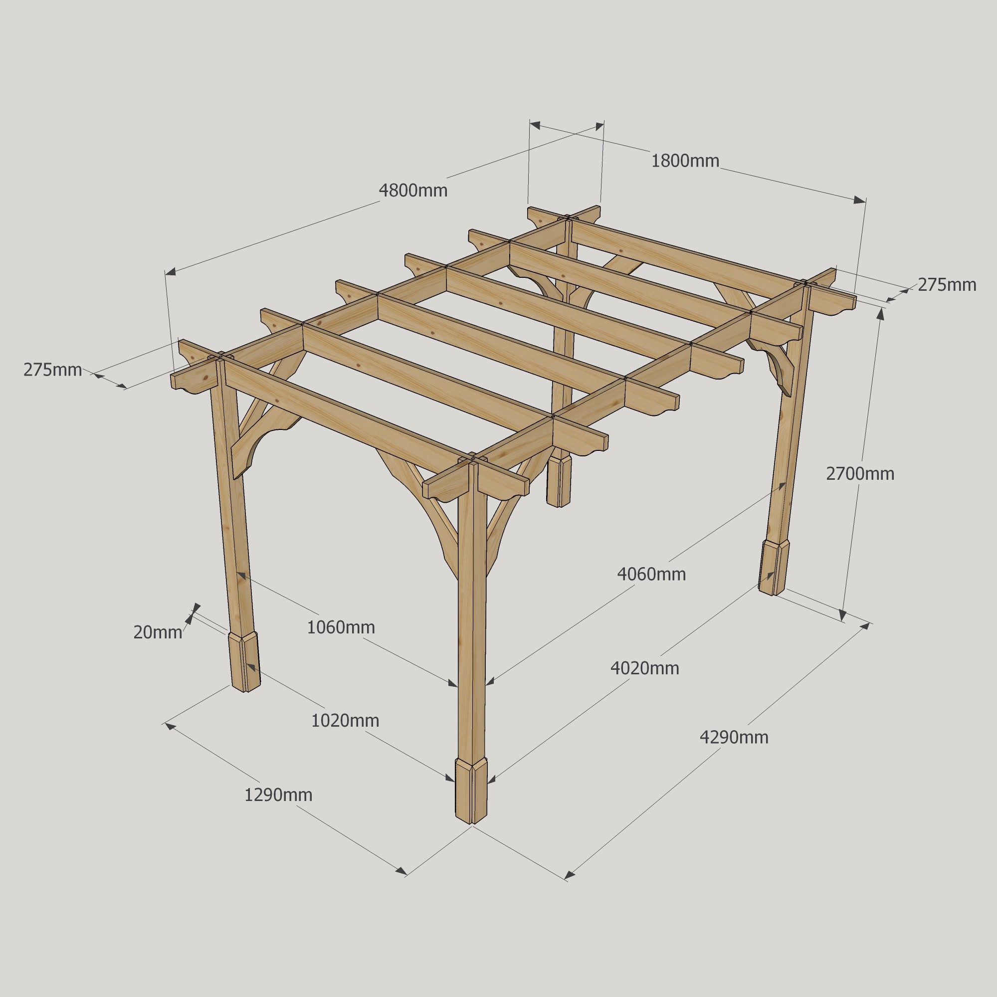 Freestanding Premium Pergola - Light Green - 1.8m Width x 4.8m Length