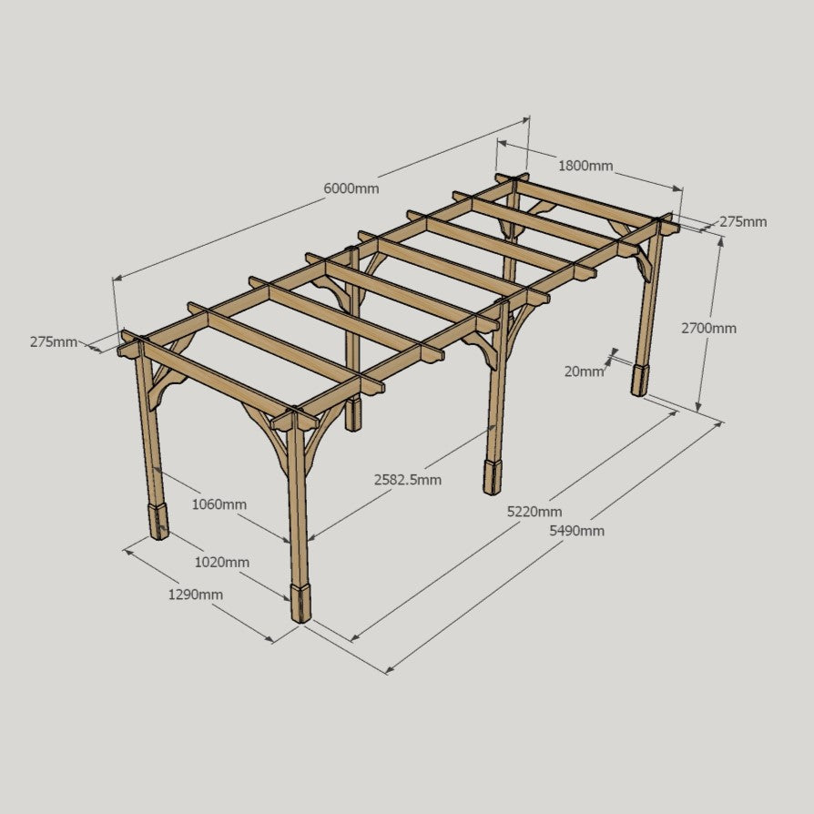 Freestanding Premium Pergola - Light Green - 1.8m Width x 6m Length