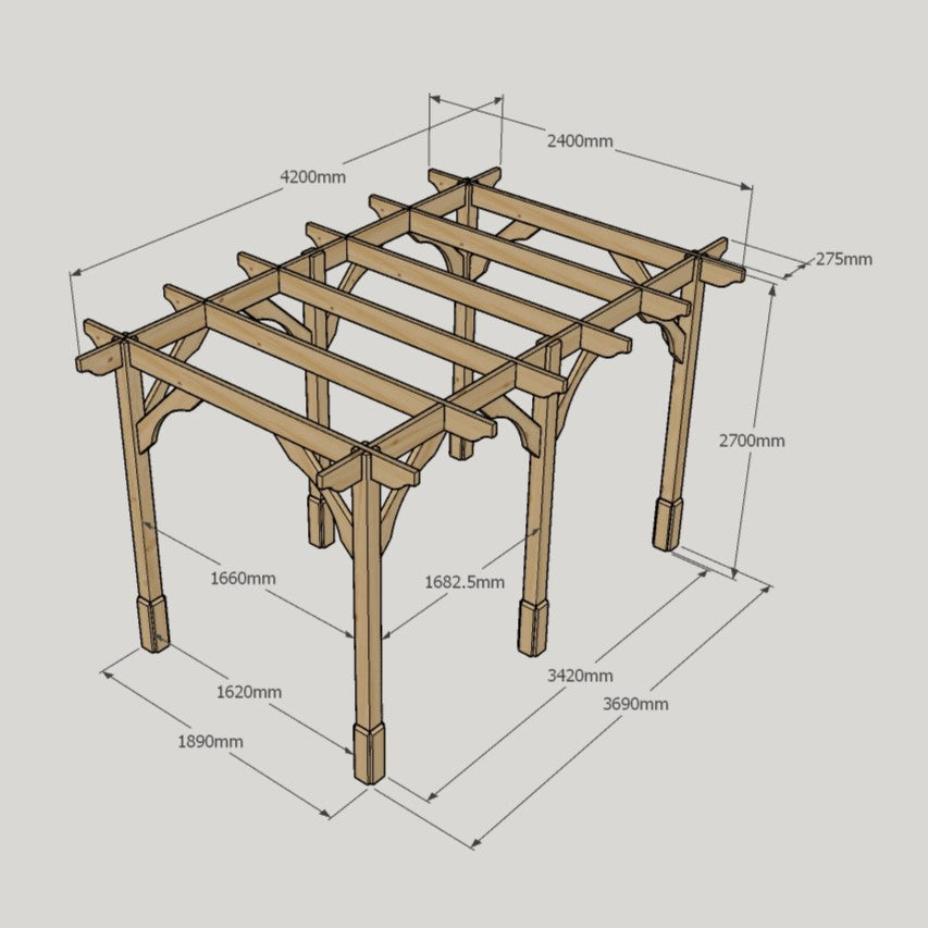 Freestanding Premium Pergola - Light Green - 2.4m Width x 4.2m Length