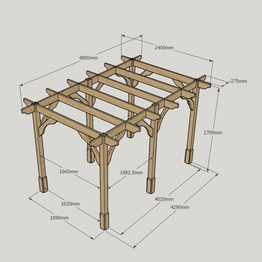 Freestanding Premium Pergola - Light Green - 2.4m Width x 4.8m Length