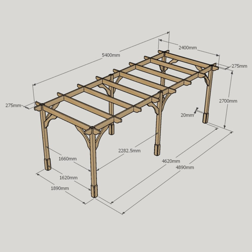 Freestanding Premium Pergola - Light Green - 2.4m Width x 5.4m Length