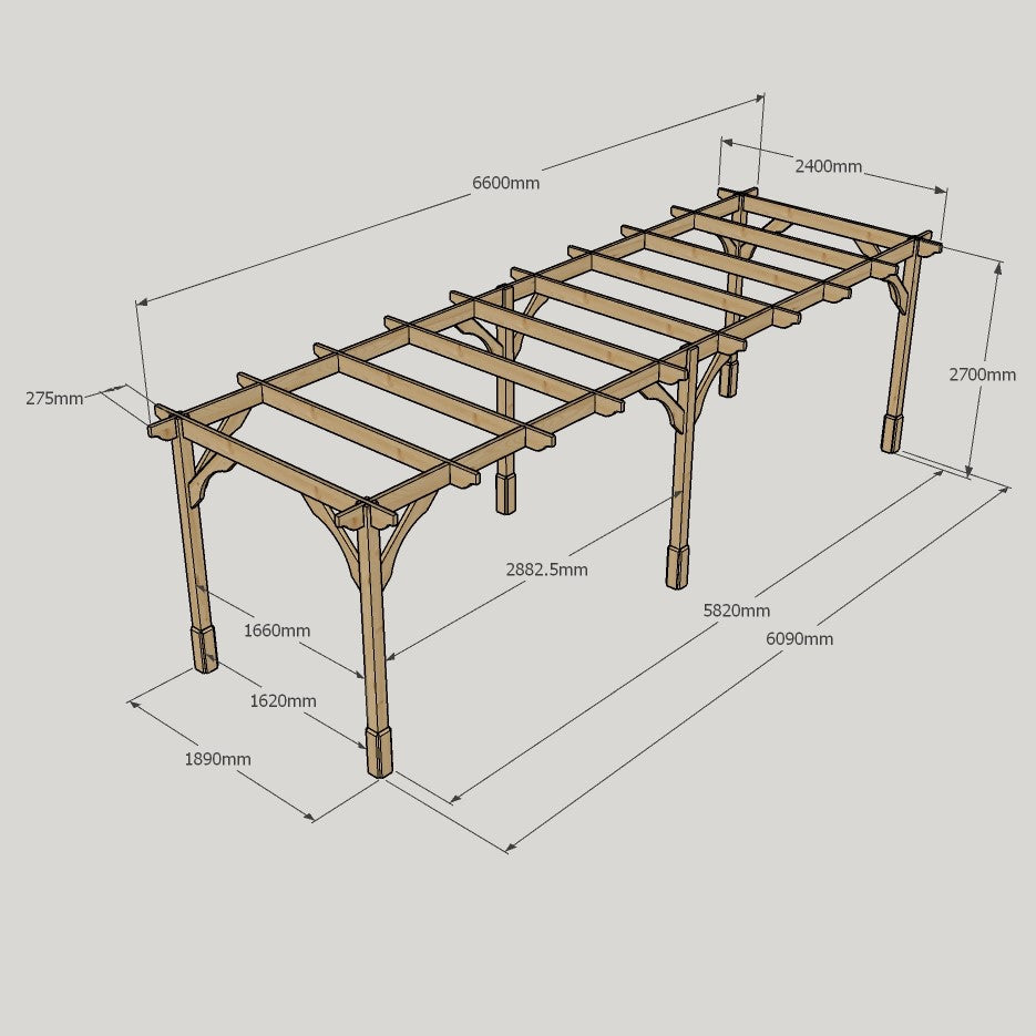 Freestanding Premium Pergola - Light Green - 2.4m Width x 6.6m Length