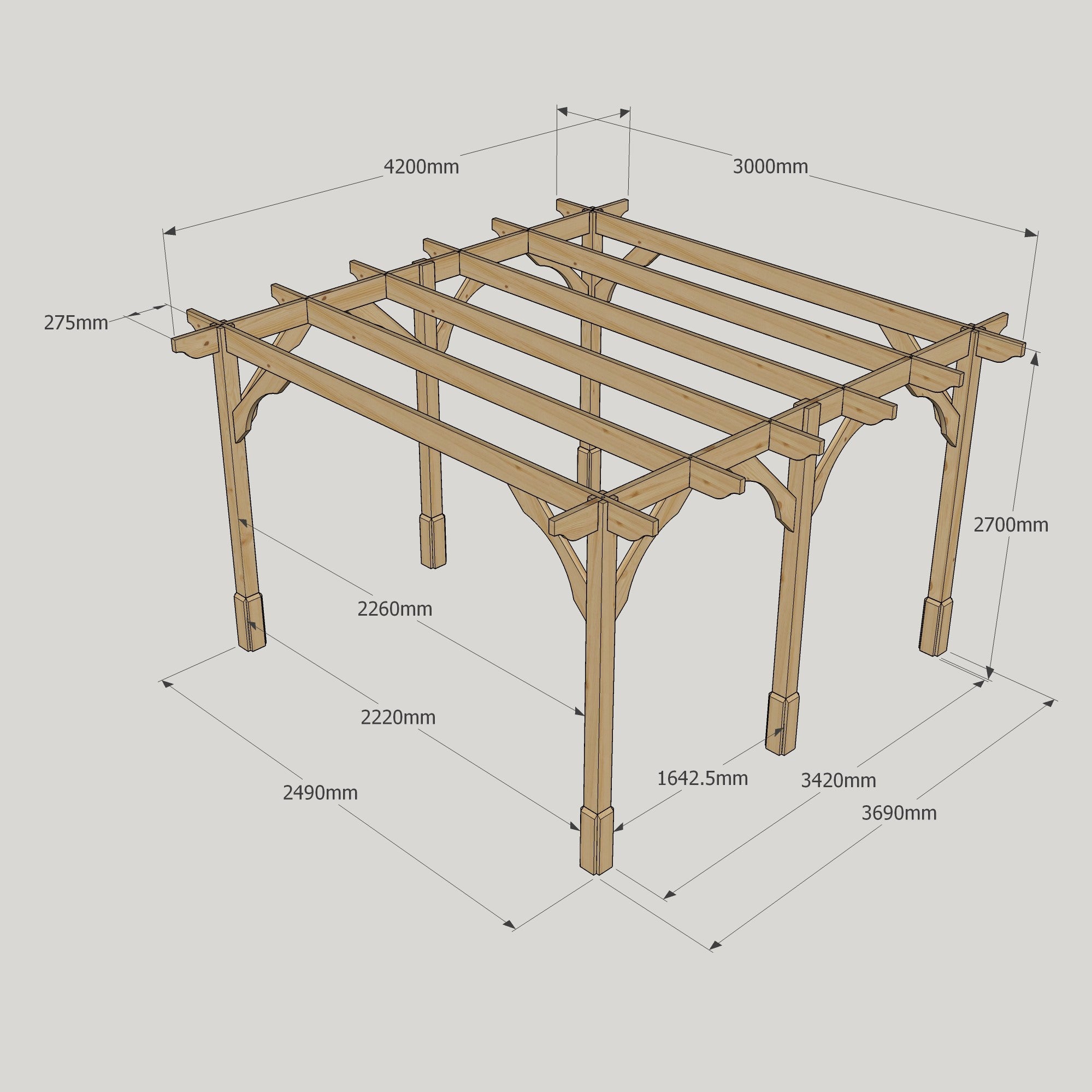 Freestanding Premium Pergola - Light Green - 3m Width x 4.2m Length