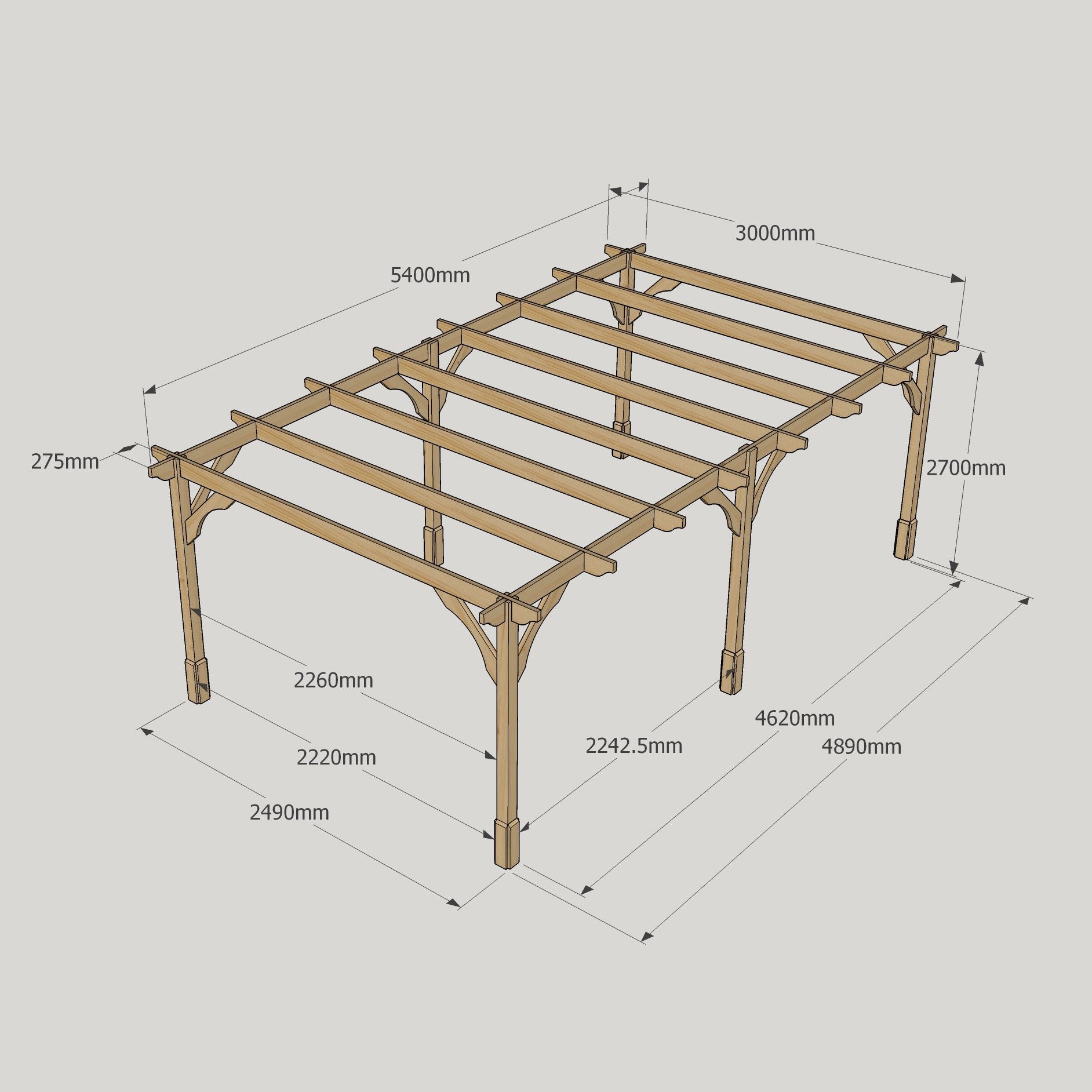 Freestanding Premium Pergola - Light Green - 3m Width x 5.4m Length