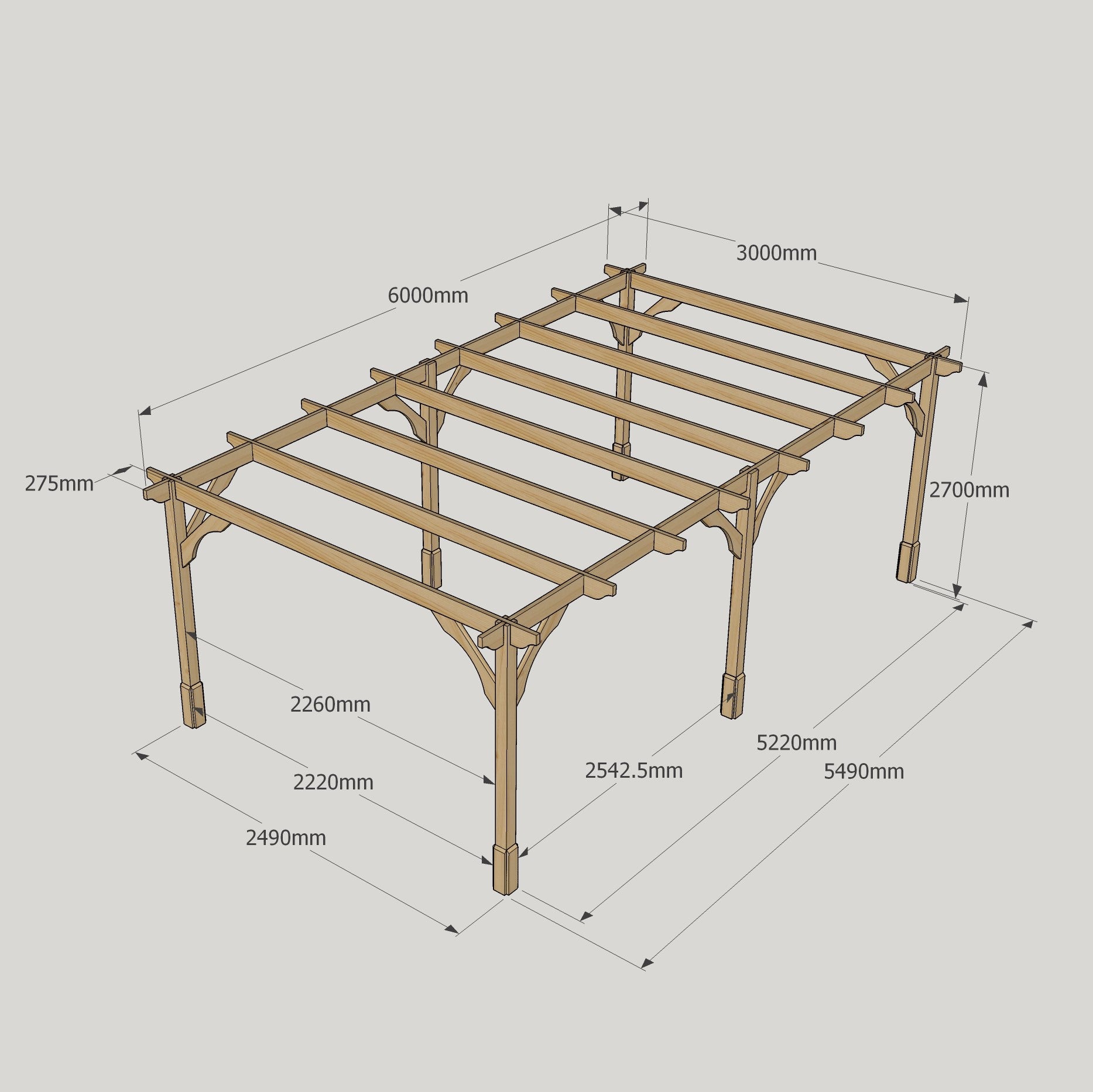 Freestanding Premium Pergola - Light Green - 3m Width x 6m Length