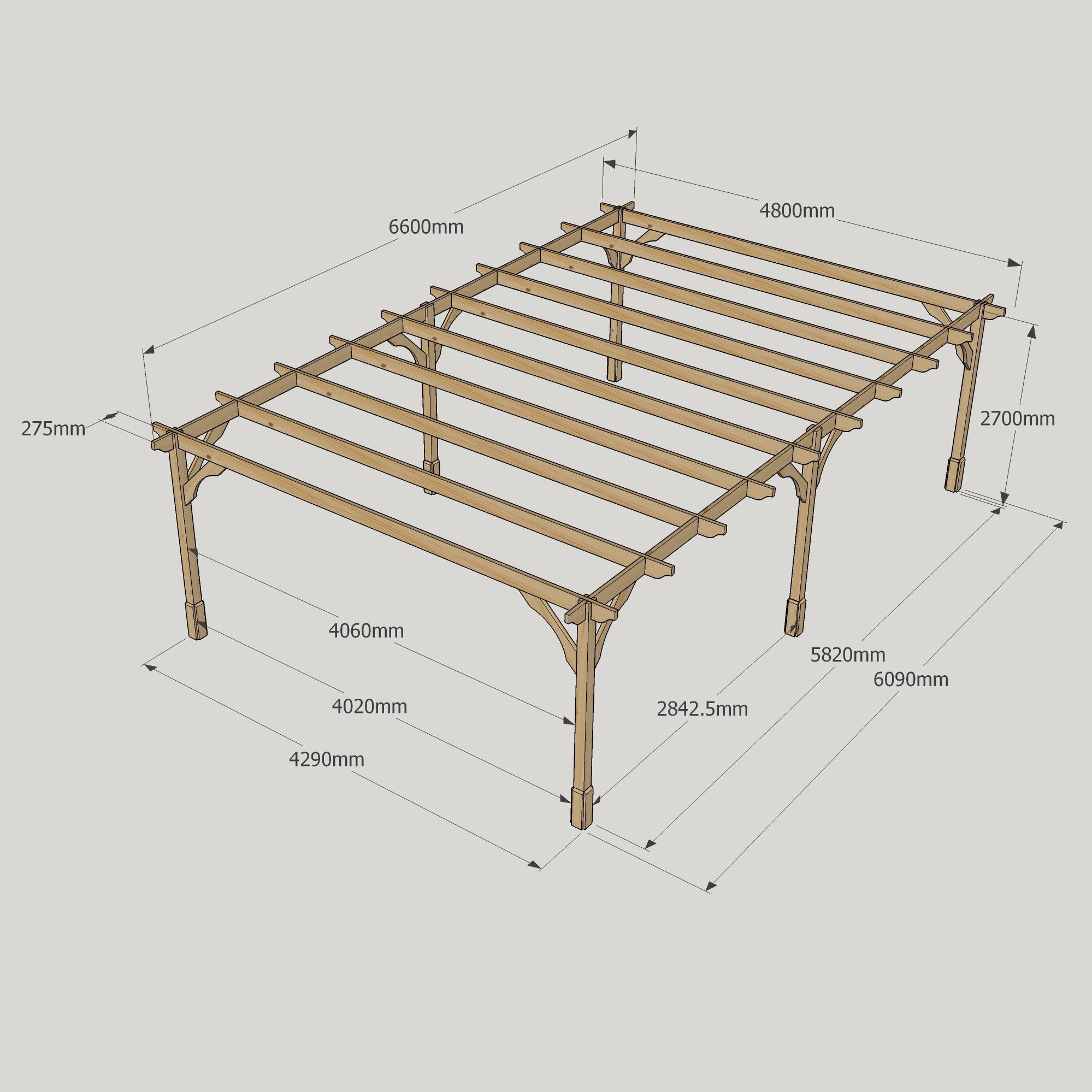 Freestanding Premium Pergola - Light Green - 4.8m Width x 6.6m Length