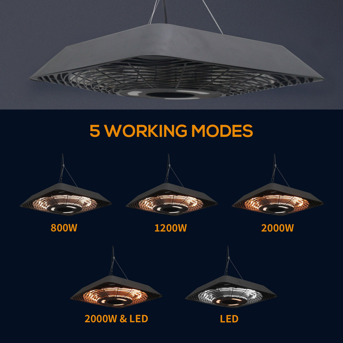 Outsunny 2000W Patio Electric Hanging Ceiling Heater Halogen Remote Aluminium