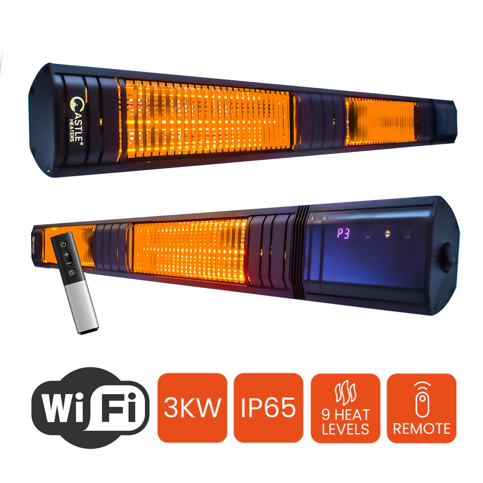 3KW Infrared Outdoor Garden Patio Heater KMH-30R9 Wall Mounted with Remote Control