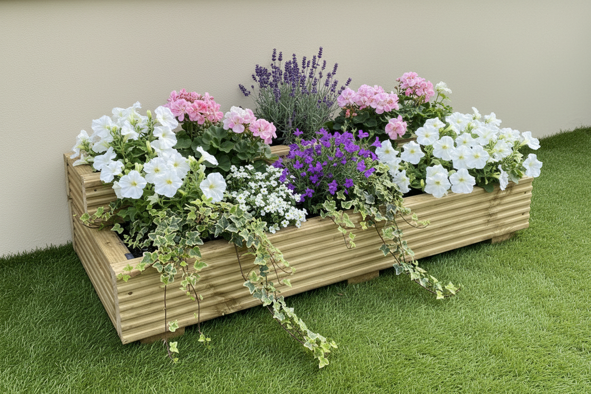 L-Shaped 2 Tier Decking planter