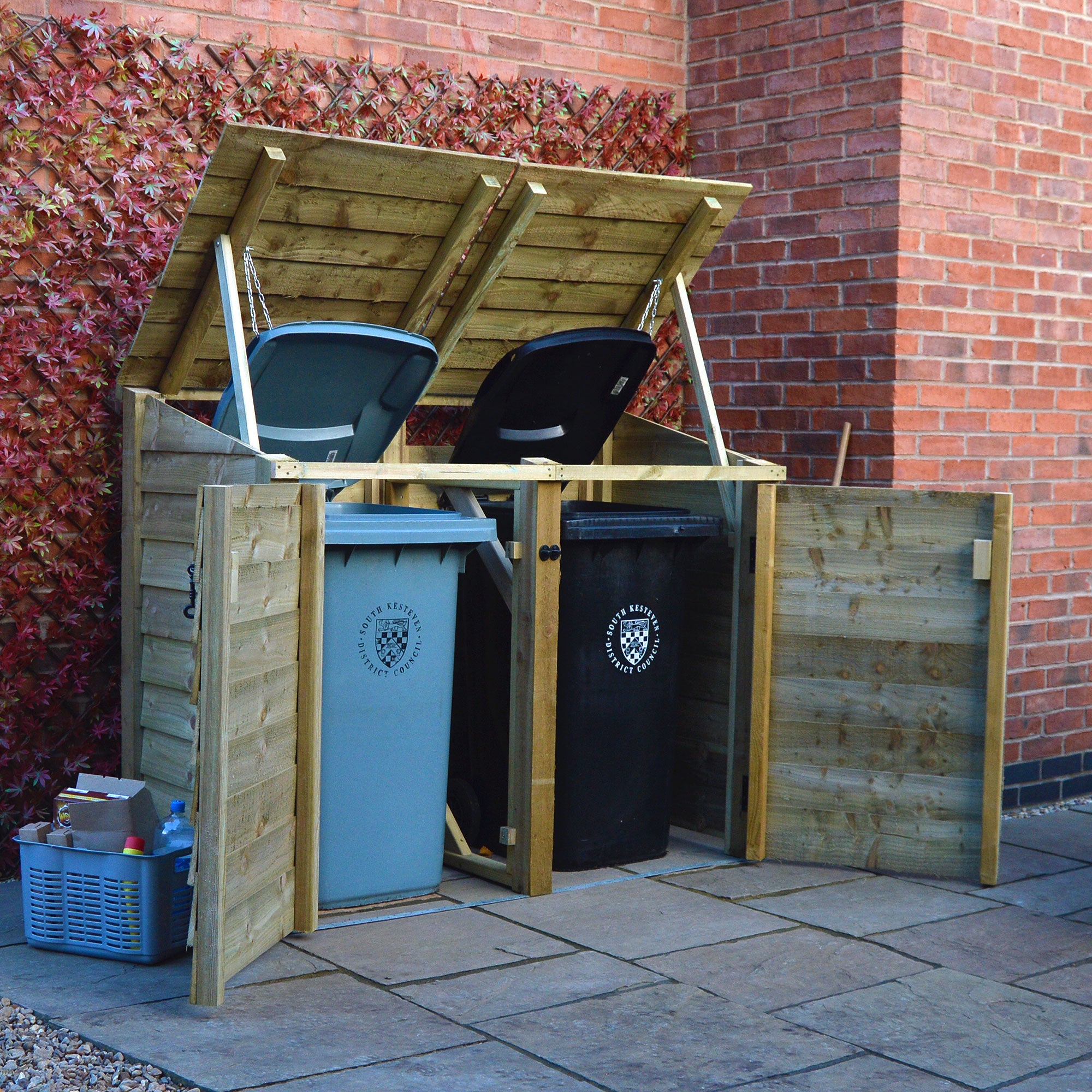 Morcott Double Wheelie Bin Store - Light Green