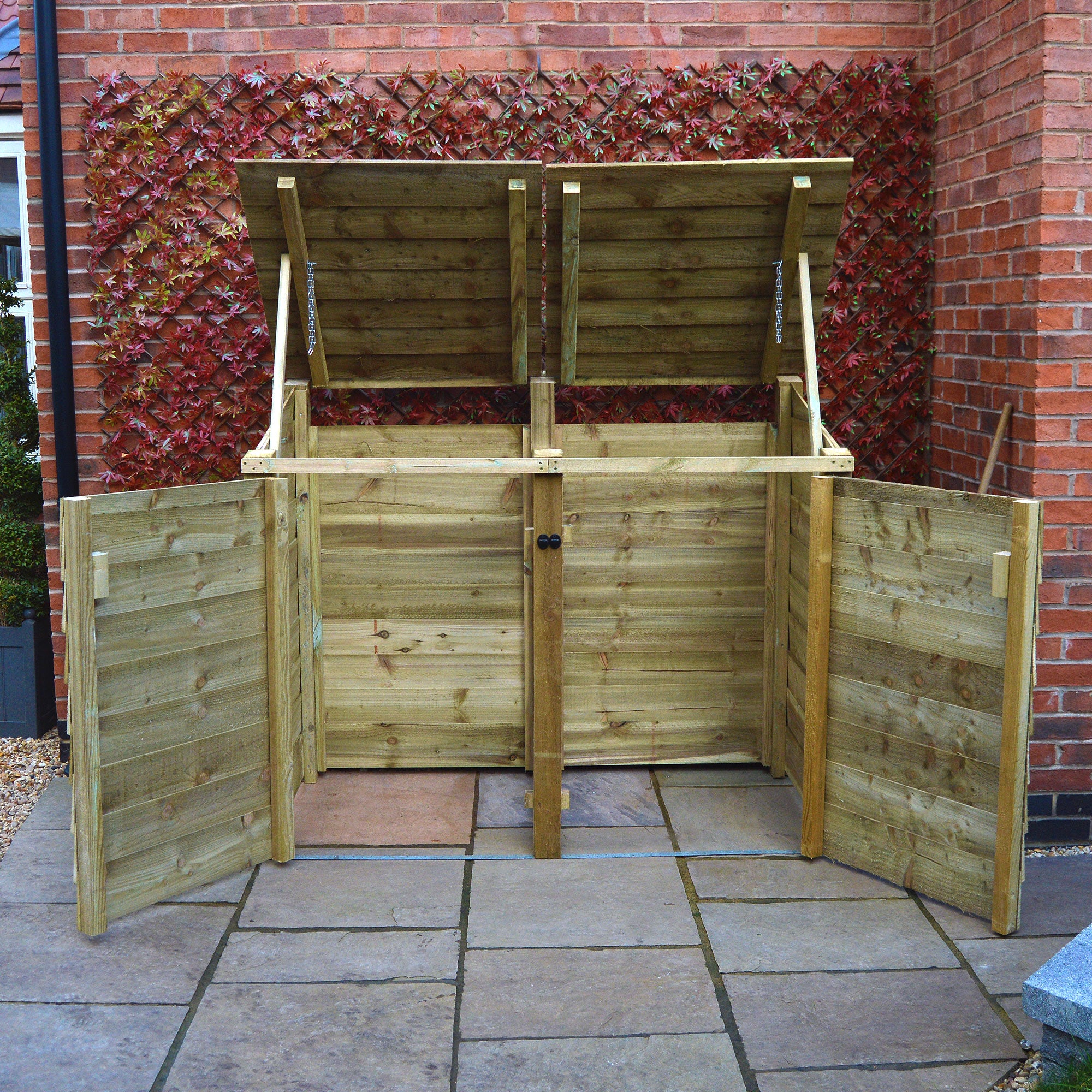 Morcott Double Wheelie Bin Store - Light Green